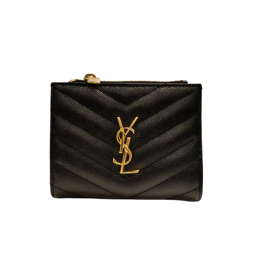 SAINT LAURENT Cassandre Matelassé Bi-fold Wallet in GRAIN DE Pondre Leather