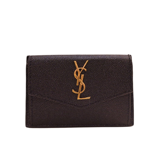 SAINT  LAURENT UPTOWN FLAP CARD CASE in GAIN de POUDRE LEATHER
