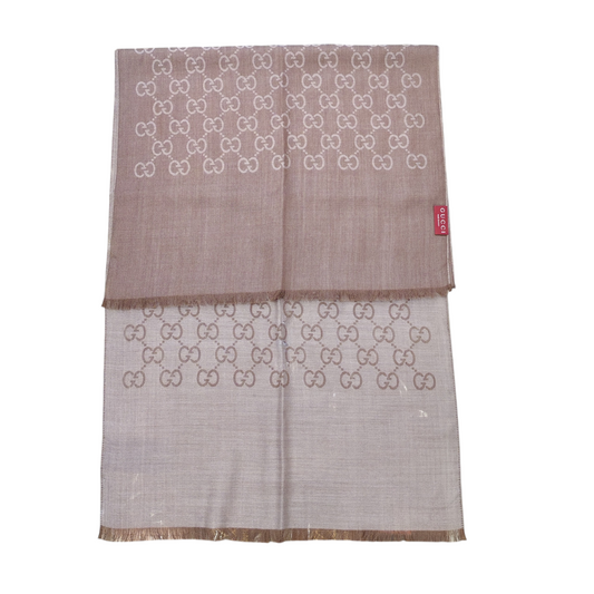 GUCCI Silk Wool GG Jacquard Scarf