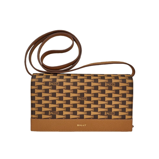 BALLY PENNANT CONTIENTAL MONOGRAM PATTERN CROSSBODY WALLET