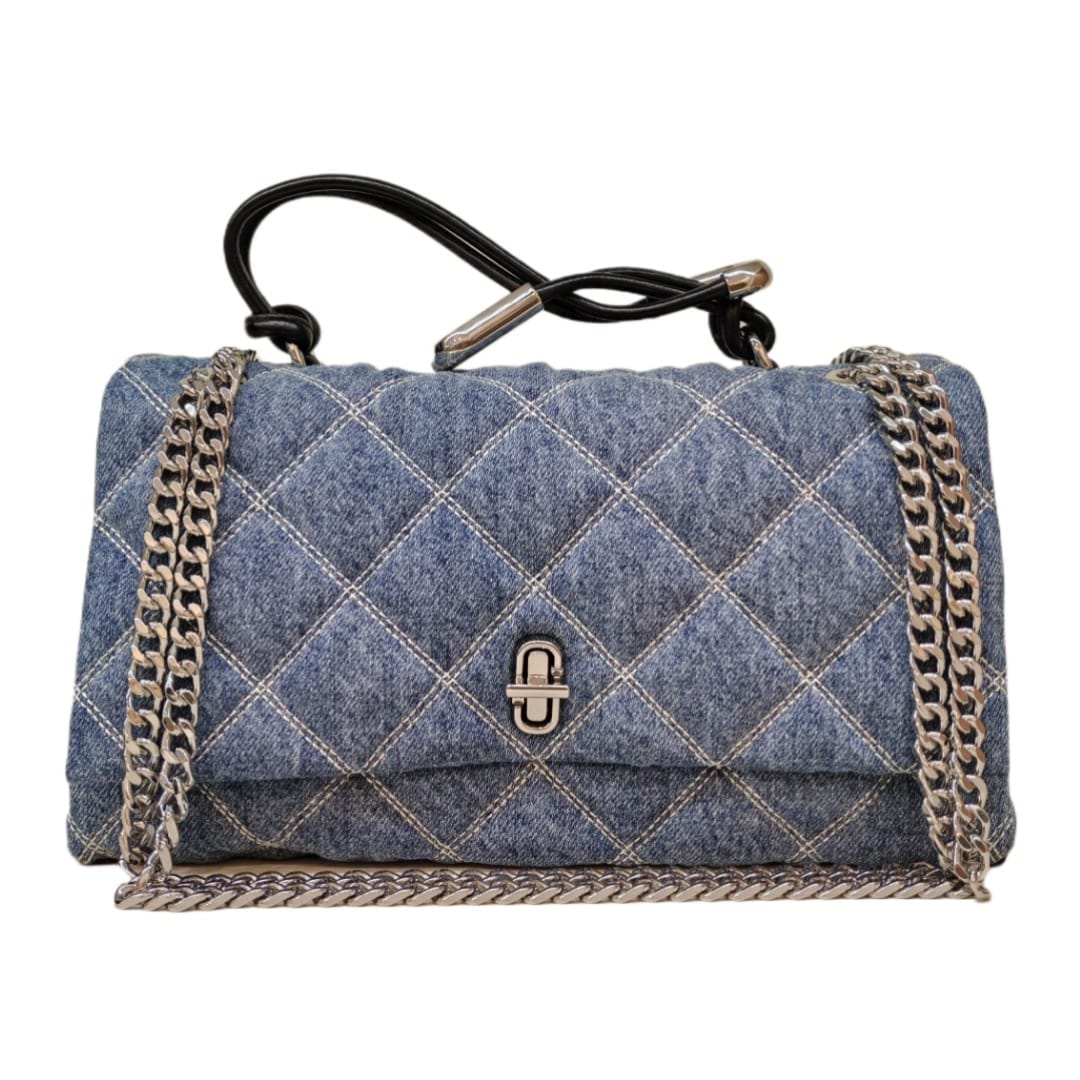 MARC JACOBS THE QUILTED DENIM DUAL CHAIN SHOULDER