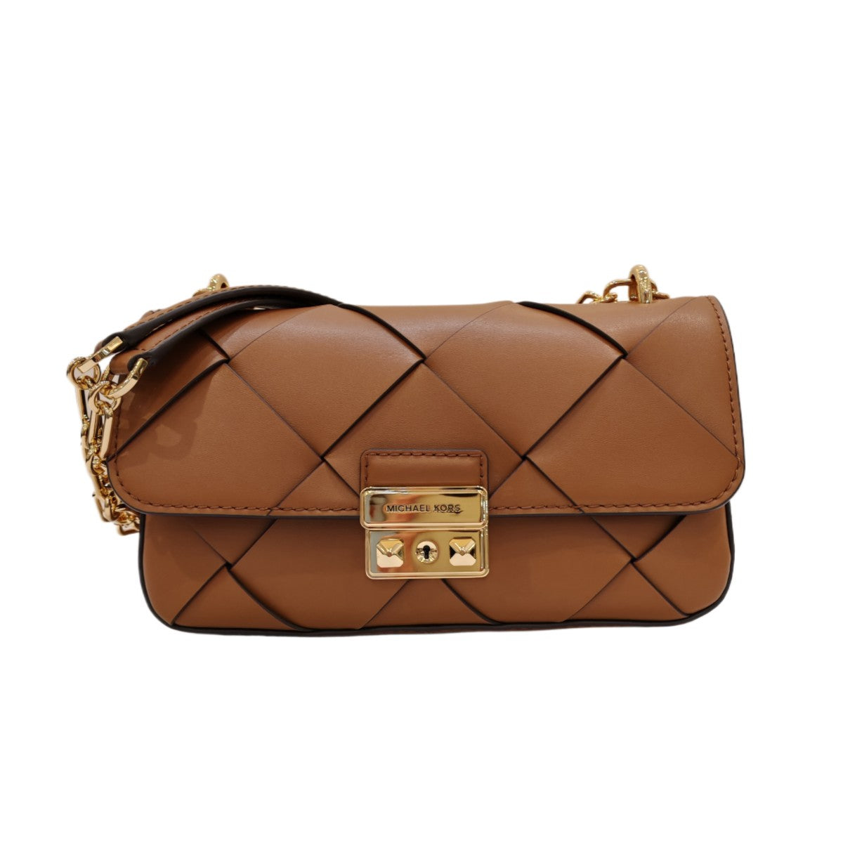 Michael Kors TRIBECA SM Woven Leather Shoulder Bag