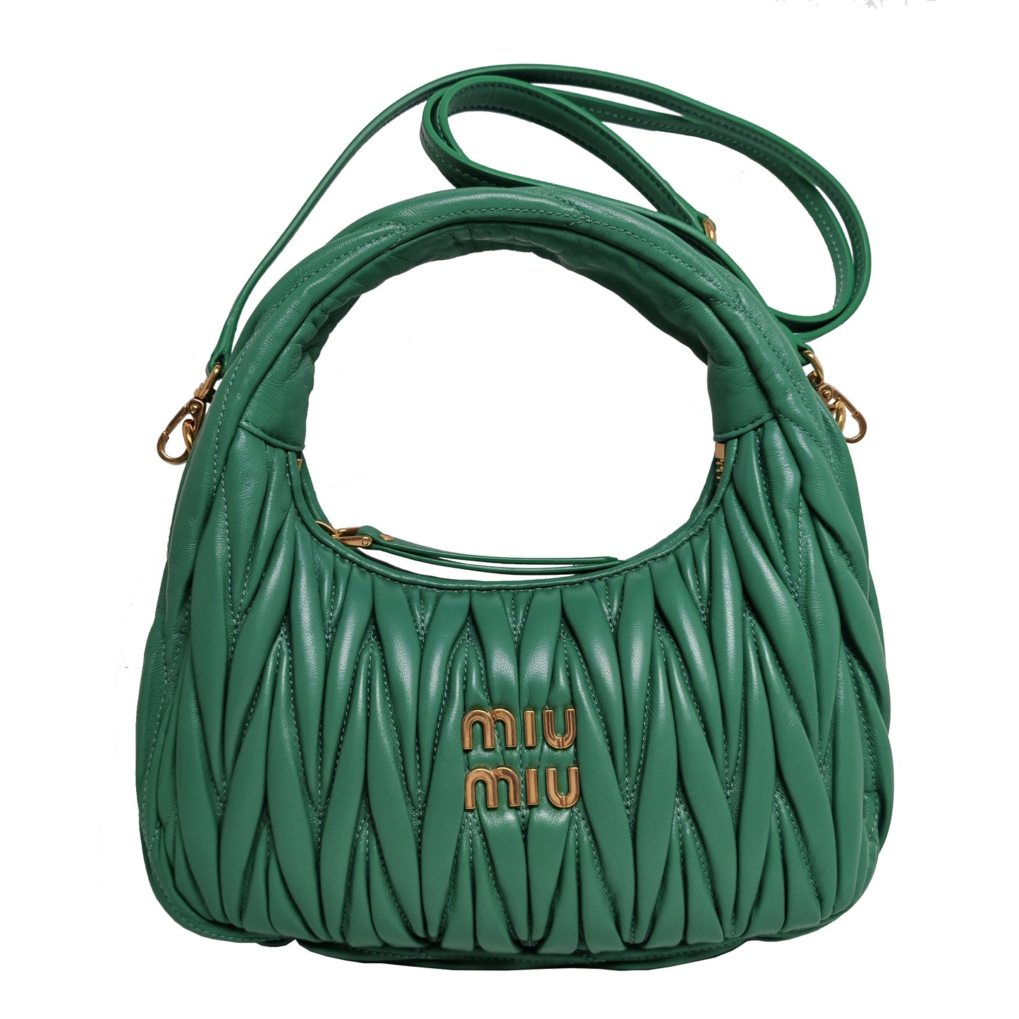 MIUMIU  WANDER MATELASSÉ NAPPA LEATHER HOBO BAG