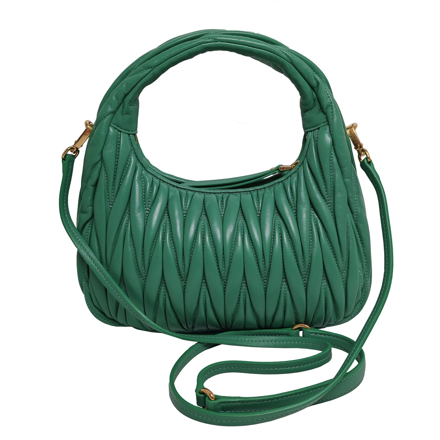 MIUMIU  WANDER MATELASSÉ NAPPA LEATHER HOBO BAG
