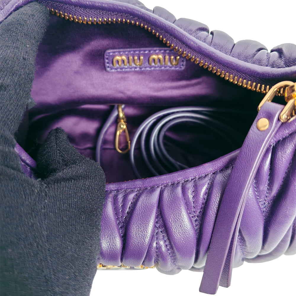 MIUMIU  WANDER MATELASSÉ NAPPA LEATHER HOBO BAG