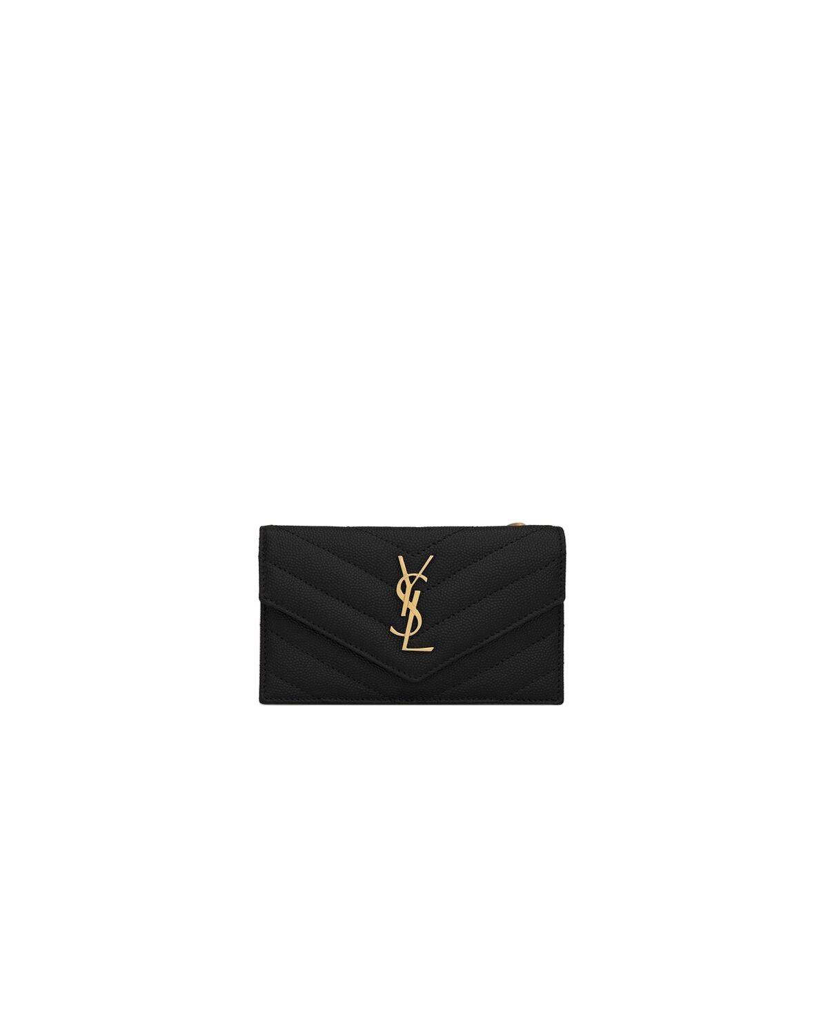 SAINT  LAURENT  CASSANDRE  MATELASSÉ FRAGMENTS FLAP CARD CASE in Grain  De  Pondre  Leather