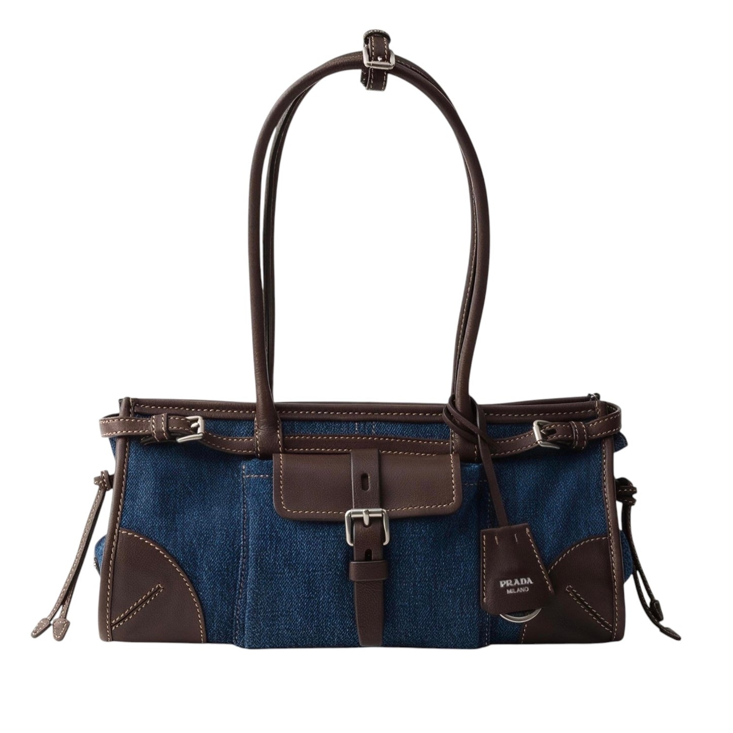 PRE-ORDER PRADA Bonnie Medium Denim and Leather  Bag