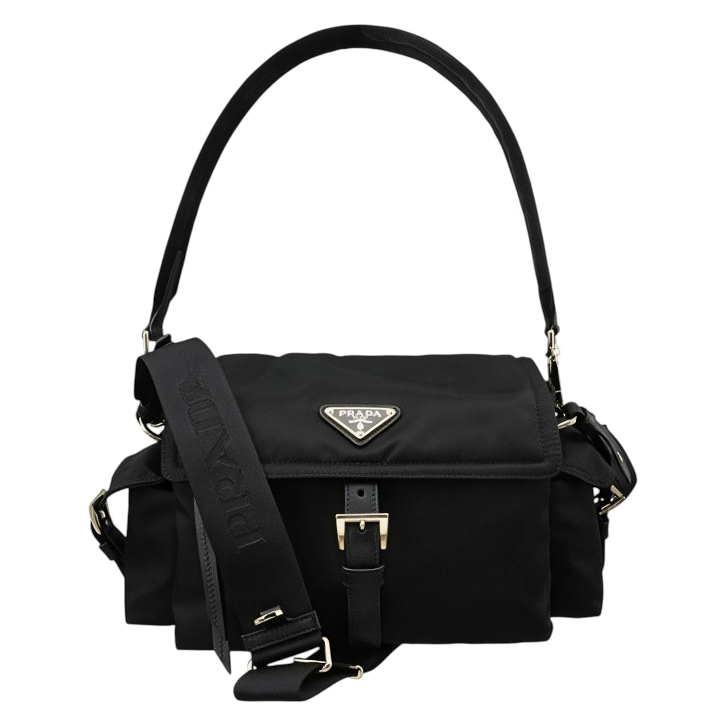 PRADA Explore Medium Re-Nylon  Shoulder Bag with Flap