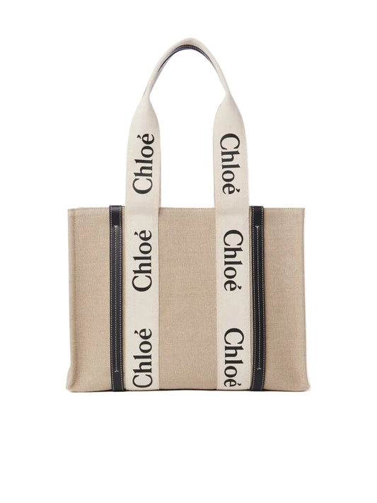 CHLOÉ WOODY Tote Bag in Linen