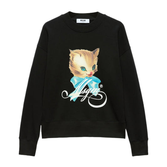MSGM jersey sweatshirt with "Cute Kitty" graphic