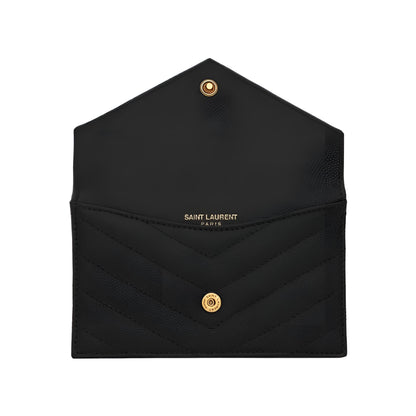 SAINT  LAURENT  CASSANDRE  MATELASSÉ FRAGMENTS FLAP CARD CASE in Grain  De  Pondre  Leather