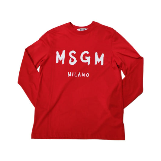 MSGM Jersey  T-shirt  with contrasting  color brushstroke logo