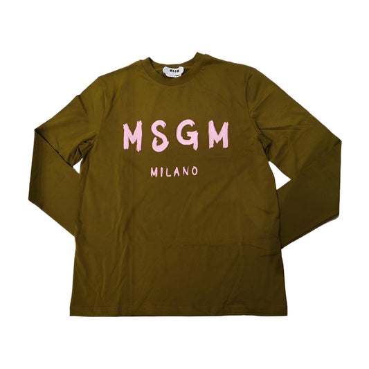 MSGM Jersey  T-shirt  with contrasting  color brushstroke logo