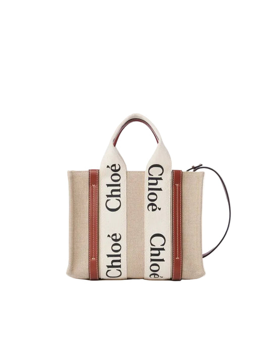 CHLOÉ Small WOODY Tote Bag in Linen